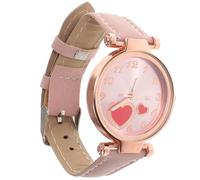 BESPORTBLE Quartz Wrist Watch Gift for Your Lover Suitable for Most Occasions and Elegant Heart Shape with Pink Imitation Leather Strap, Easy to Wear Casual Watch for Women
