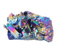 BESPORTBLE Rainbow Cluster, Titanium Coated Natural Rainbow Crystal Cluster Geode Stone Specimen - Desktop Ornament for Home Office