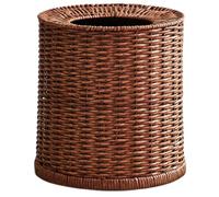 BESPORTBLE Rattan Waste Basket 12l Capacity Double Layer Woven Trash Can with Plastic Inner Bucket No Lid for Bedroom and Bathroom Natural Ventilation and Odor Reduction