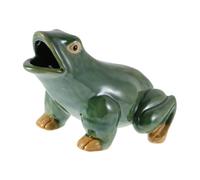 BESPORTBLE Realistic Ceramic Frog Figurine with Water Circulation System Big Mouth Garden Decoration Easy to Install Frog Tank Accessory for Outdoor Landscaping and Fish Tank