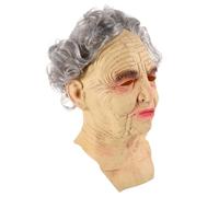 BESPORTBLE Realistic Grandma Mask with Short Wig Adjustable Fit for Women Old Person Cosplay Halloween Party Stage Performance Full Head Human Latex Headwear