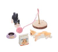 BESPORTBLE Realistic Miniature Cat Figurines with Mini Yarn Ball for Dollhouse Accessories Tiny Kitten Playset for Indoor Imaginative Play and Storytelling Portable and Detailed Doll House
