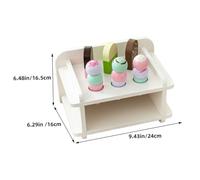 BESPORTBLE Realistic Wooden Ice Cream Cone with Stand Display Artificial Dessert Model for Early Education Photo Prop and Desktop Adornment Cute White Macaron Style