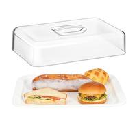 BESPORTBLE Rectangular Cake Stand with Lid Clear Acrylic Food Dome Cover for Afternoon Tea Pastry Display Case Rectangle Dessert Serving Platter Storage for Kitchen Party Picnic Buffet