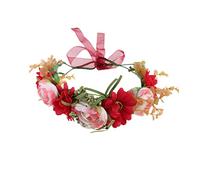 BESPORTBLE Red Simulation Rose Flower Wreath Bridal Hair Hoop Lightweight Wedding Headwear for Bride Party Photo Shoots Cosplay Accessories
