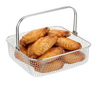 BESPORTBLE Replacement Air Fryer Basket Square Stainless Steel Mesh Basket with Handle Perforated Insert for Even Air Circulation Crispy Cooking for French Fries Chicken Snacks 8.07 X 8.07 X 2.56 in