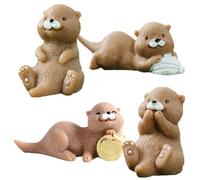 BESPORTBLE Resin Otter Ornaments 4 Pcs Miniature Otter Figurines Small Decor for Cake Topper Home Terrarium Dollhouse Miniature Wall Decor Garden Yard Car Diy Crafts