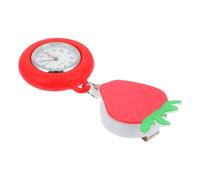 BESPORTBLE Retractable Nurse Watch Cartoon Pocket Watch with Clip Quartz Design for Nurses Durable Practical for Doctors Bright Red with Strawberry Theme