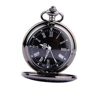 BESPORTBLE Retro Classic Round Pocket Watch Arabic Numerals Dial, Black Face White Hands, Thin Chain Steampunk Pendant for Men, Vintage Style Gift for Collectors and Daily Use