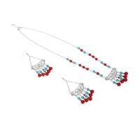 BESPORTBLE Retro Ethnic Beaded Tassel Necklace Earrings Set Three-piece Women’s African Jewelry for Party Cosplay and Costume Accessories