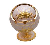 BESPORTBLE Retro Flip-Cover Alloy Ashtray, Vintage Style Stainless Steel Cigarette and Cigar Ash Container for Home and Office Décor, Decorative Windproof Smoking Accessory