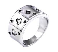 BESPORTBLE Retro Ring Fashion Stainless Steel Finger Jewelry Poker a Pattern Men Party Dance Ring