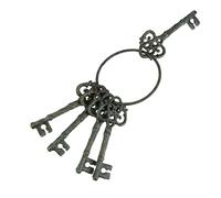BESPORTBLE Retro Vintage Cast Iron Key Ring with Antique Chain Rustic Decorative Craft for Pirate Birthday Party Secret Chamber Adventure Props Wall Hanging Home Ornament