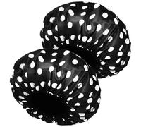 BESPORTBLE Reusable Shower Caps Classic Dot Pattern Satin and Microfiber Material 2 Pcs with Elastic Band Keep Hair Dry for Women for Cleaning and Makeup