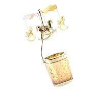 BESPORTBLE Rotating Table Candle Holder Iron and Glass Horse Carousel Candlestick Stand Decorative Desktop Ornament for Dinner and Home Décor
