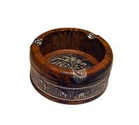 BESPORTBLE Round Wooden Ashtray Vintage Decorative Ash Tray for Home Office Unique Ashtray for Use Assorted style