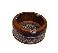 BESPORTBLE Round Wooden Ashtray Vintage Elephant Pattern Holder for Home Office Decor Easy to Move Family Friends Suitable for Bars Cafes No