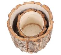 BESPORTBLE Rustic Bark Flower Bucket 2 Pack Natural Plastic Planters for Indoor Outdoor Use Ideal for Home Decor Weddings and Garden Display