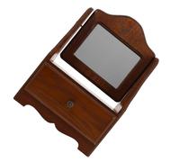 BESPORTBLE Rustic Wood Table Mirror with Drawer High Definition Swivel Vanity Organizer for Bedroom and Bathroom Stable Desktop Makeup Mirror with Accurate Skin Tone Reflection Natural Wood