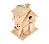 BESPORTBLE Rustic Wooden Birdhouse with Post for Garden and Park, Easy to Install Candlenut Material Bird House outside Hanging, Lasting Use Country Style Backyard Decoration