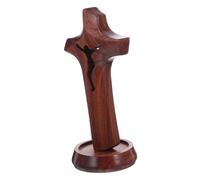 BESPORTBLE Rustic Wooden Cross Tabletop Decor for Baptism and Holy Events Sturdy Craft Wood Centerpiece for First Communion Portable Religious Decoration for Home and Church
