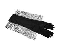 BESPORTBLE Satin Fringed Gloves Long Tassel Gloves for Women Elbow Retro Style Accessory for Masquerade Dance Opera Performance Black