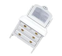 BESPORTBLE Scale Mini Wooden Dressing Table with Mirror for Dollhouse Decoration Dollhouse Furniture Chic White Miniature Vanity for Collectors