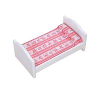BESPORTBLE Scale Miniature Doll House Bed Red White Striped Mini Furniture Decor for Dollhouse Bedroom Accessories Lightweight Realistic Craftsmanship for DIY Mini House Kits
