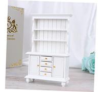 BESPORTBLE Scale Miniature Wooden Cabinet Bookcase for Dollhouse Furniture White Display Shelf Doors Traditional Design Mini House Storage Unit for Miniature Home Decor