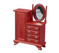 BESPORTBLE Scale Small Dressing Table with Drawer Cabinet Vintage Dollhouse Furniture for Glass and Wood Decorative Prop for DIY Dollhouse Scene