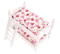 BESPORTBLE Scale Wooden Double Bed with Pillows and Quilts Doll Bedroom Furniture Prop for Playroom and Decor