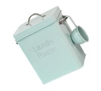 BESPORTBLE Sealed Metal Laundry Powder Bucket with Spoon Household Iron Storage Container for Rice Pet Food and Dry Goods Green Nordic Style Organizer for Kitchen and Pantry