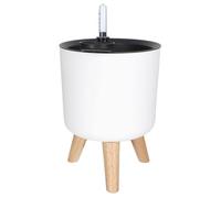 BESPORTBLE Self-Watering Flower Pot with Wooden Legs and Water Level Indicator, Large Indoor Round Plastic Plant Container 205x185mm for Home Gardening