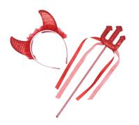 BESPORTBLE Sequin Devil Horn Headband and Wand for Little Halloween Party Costume Lightweight Durable Decorative Horn Hairband with Prop for Photo Moments and