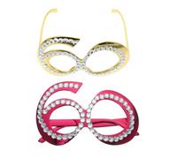 BESPORTBLE Shaped Birthday Party Glasses for Anniversary Celebrations Lightweight Comfortable Photo Booth Props Funny Sunglasses for Memorable Events Gold and Red