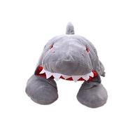BESPORTBLE Shark Shape Hooded Neck Pillow U Shaped Travel Cushion with Funny Shark Cap Soft Stuffed Headwear for Car Airplane Train Sleepovers Unisex Novelty Cosplay Accessories