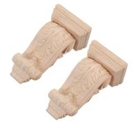 BESPORTBLE Shelf brackets corbels 2pcs wood appliques onlays carved solid wood column capitals decorative Roman beam supports for fireplace mantels and shelves 4.33X2.36X1.57In