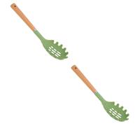 BESPORTBLE Silicone Pasta Server with Wooden Handle - Spaghetti Spoon Fork for Effortless Noodle Serving - Essential Kitchen Tool for Cooking and Serving Pasta