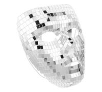 BESPORTBLE Silver Glitter Disco with Glass and Foam Materials, Unique Full Face Design to Elevate Party Atmosphere and Add Charm, for Theatrical Productions and Holiday Decoration