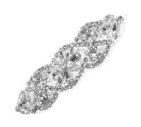 BESPORTBLE Silver Rhinestone Applique Patch for Clothes and Shoes Bridal Embroidery Decoration DIY Fashion Accessory Easy Glue- and Stylish Embellishment for Wedding Dress and Bags