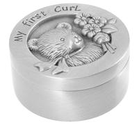 BESPORTBLE Silver Stainless Steel Practical Keepsake Box Baby Fetal Hair Storage Box for Holding Small Objects with Cartoon Design for Baby's First Haircut or Curl Hair Collection