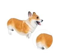 BESPORTBLE Simulated Welsh Corgi Model Lifelike Animal Figurine for Cognitive Education Plastic Dog Ornament with Delicate Texture White Yellow Decorative Collectible for Home Office Cabinet