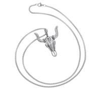 BESPORTBLE Skull and Ram's Head Necklace Vintage Gothic Titanium Steel Punk Mechanical Jewelry for Men Sheep Skull Head Pendant Chain for Biker Western Theme