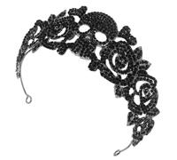 BESPORTBLE Skull Designed Hairband Alloy Crown Tiara with Rhinestones Lightweight Vintage Halloween Headpiece for Women Brides Party Accessories