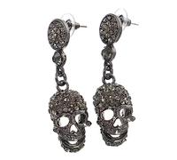 BESPORTBLE Skull Drop Earrings Dangle 1 Pair Halloween Exaggerated Diamond Pearl Skeleton Earrings for Women Black Costume Party Masquerade Cosplay Accessory