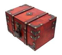 BESPORTBLE Small Chest: Retro Wooden Jewelry Storage Box With Lock - Vintage Treasure Chest - Decorative Organizer For Keepsakes Rings Earrings & Trinkets