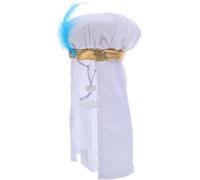 BESPORTBLE Small Pet Arabian Dog and Cat Headscarf Keffiyeh Costume Scarf Dubai Middle Eastern Theme Blue Plume Pattern for Puppy Halloween Party Accessory