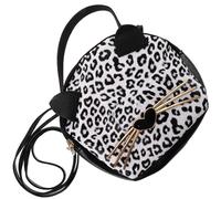 BESPORTBLE Small round PU Leopard Grain Shoulder Bag Creative with Cat Ears, Comfortable Handbag and Ladies, Suitable for Daily Necessities Storage and Travel