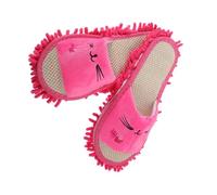 BESPORTBLE Soft Cartoon Embroidered Mop Slippers for Floor Cleaning Washable Reusable Microfiber House Slippers for Women Comfortable Indoor Home Cleaning Shoes in Rosy