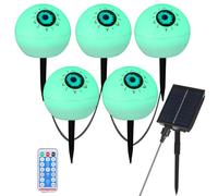 BESPORTBLE Solar Halloween Garden Lights Outdoor Decorations - 1 in 5 Way Scary Eyeball Stake Lights for Yard Patio Pathway Decor